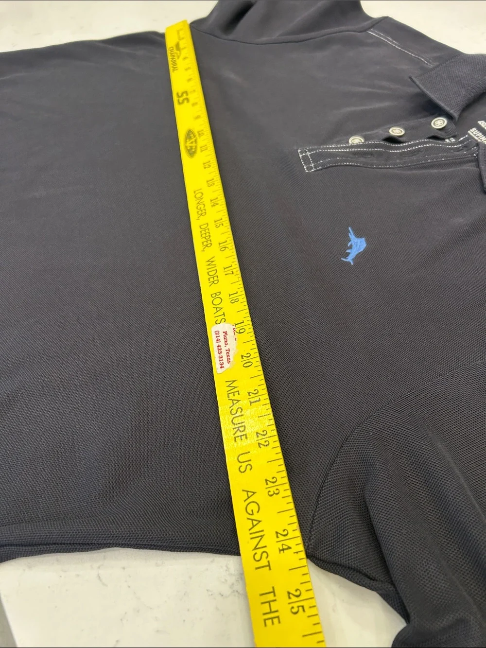 Tommy Bahama Black Long-Sleeve Large IslandZone Polo Blue Marlin Golf Clubhouse